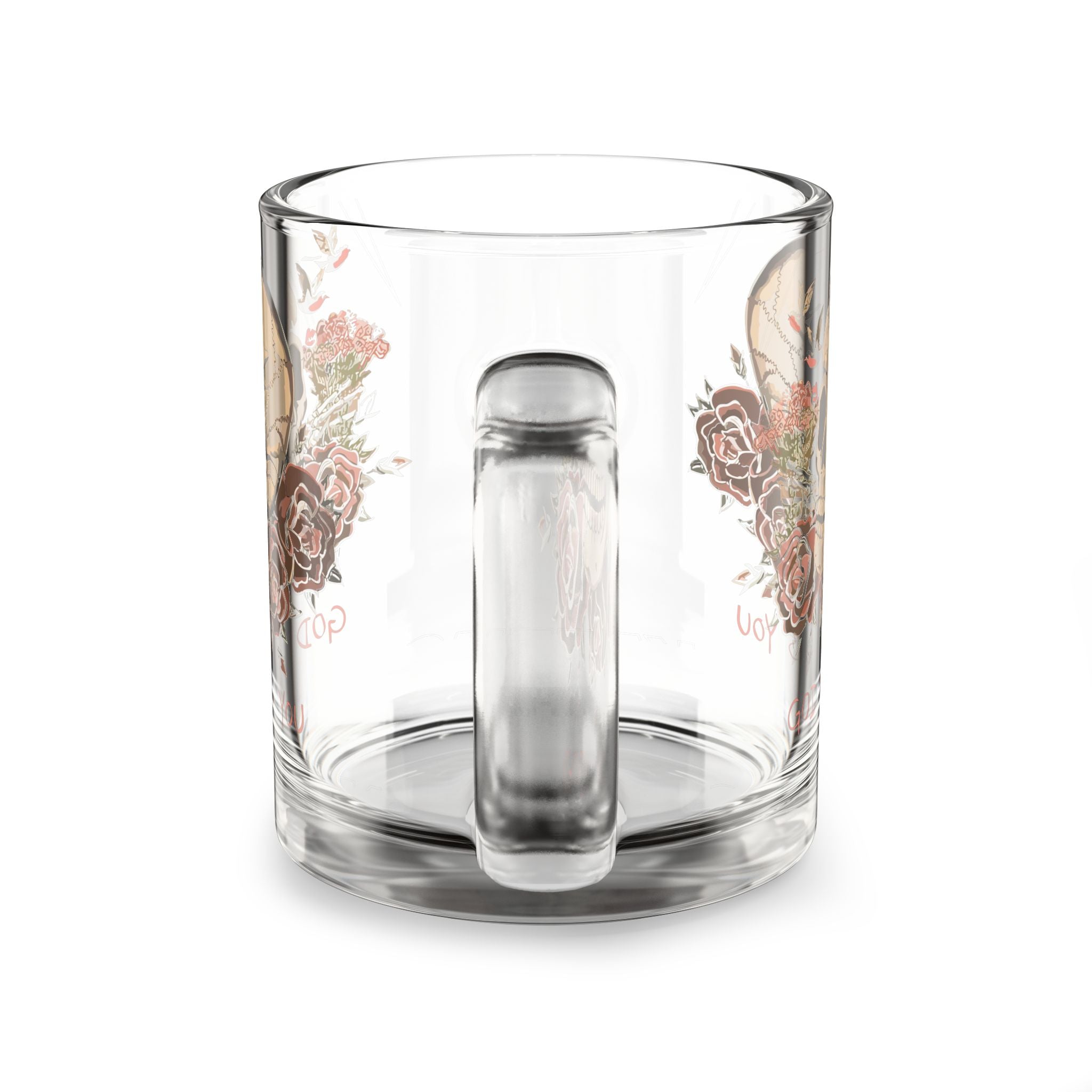 God wants you Skull Floral Glass Mug, 10oz