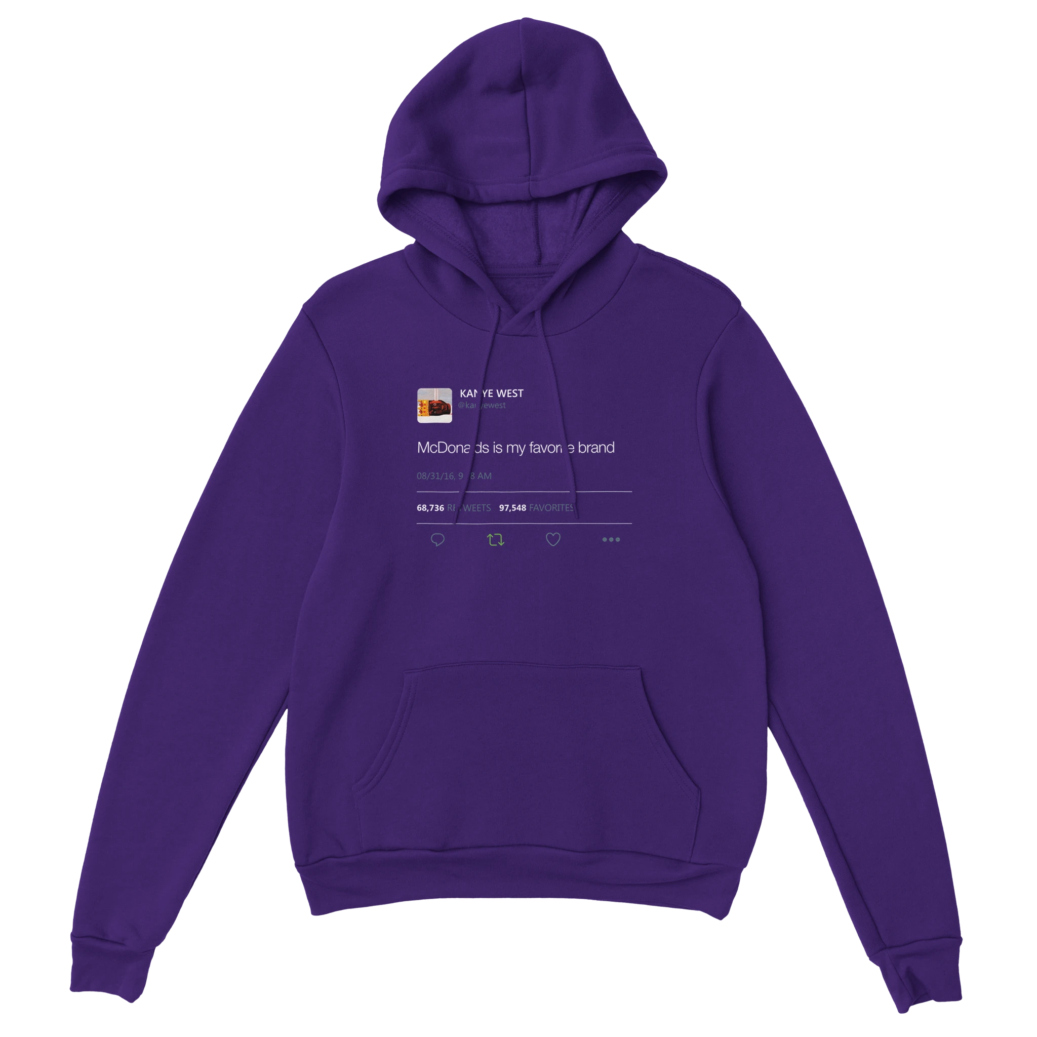 McDonalds is my favorite brand Kanye West Tweet Hoodie-Purple-S-Bootlg