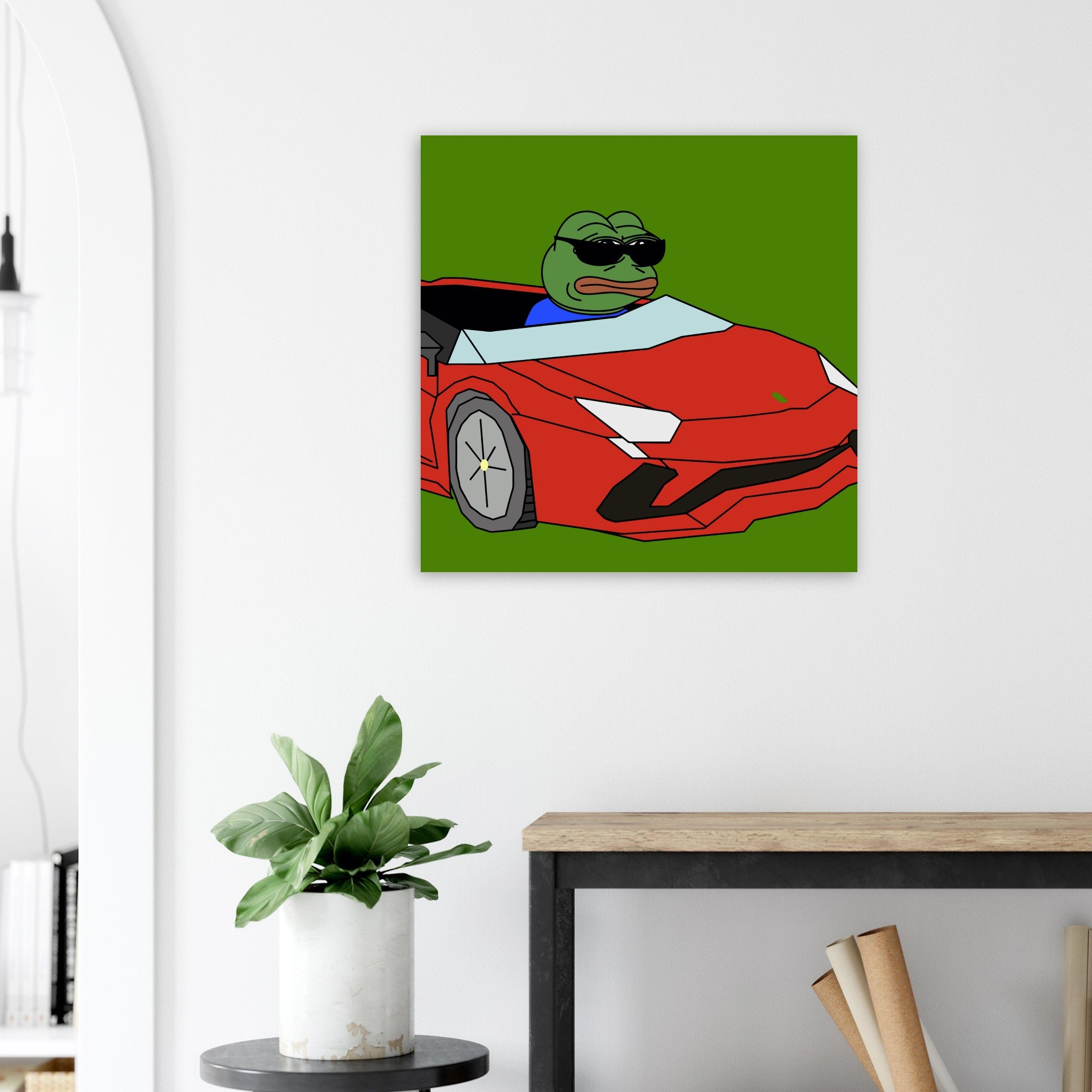 PEPE meme frog framed poster paper or canvas-70x70 cm / 28x28″-Premium Matte Paper Poster-Bootlg