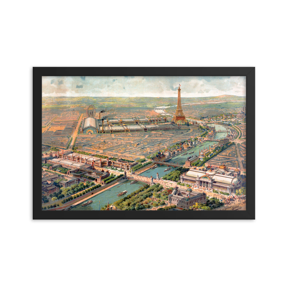 Paris, France Framed Retro poster-Black-12×18-Bootlg