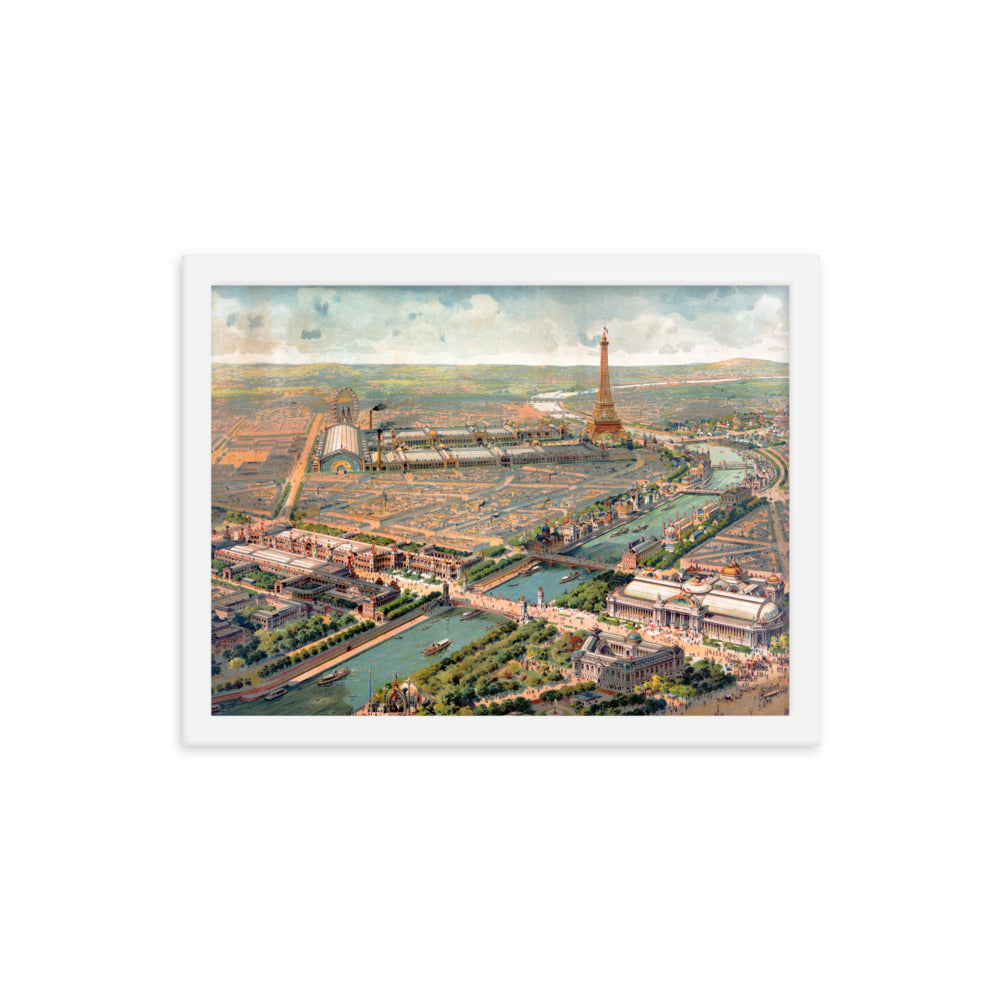 Paris, France Framed Retro poster-White-12×16-Bootlg