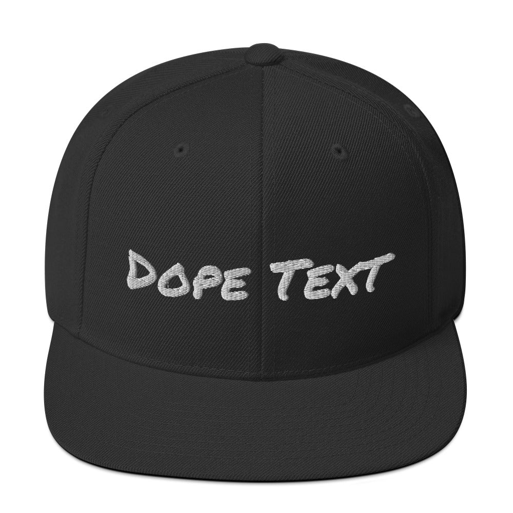Custom embroidered text Snapback Cap - Free personalization customization Hat Cap-Black-Bootlg