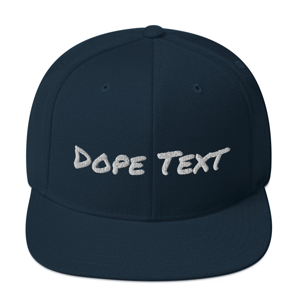 Custom embroidered text Snapback Cap - Free personalization customization Hat Cap-Dark Navy-Bootlg