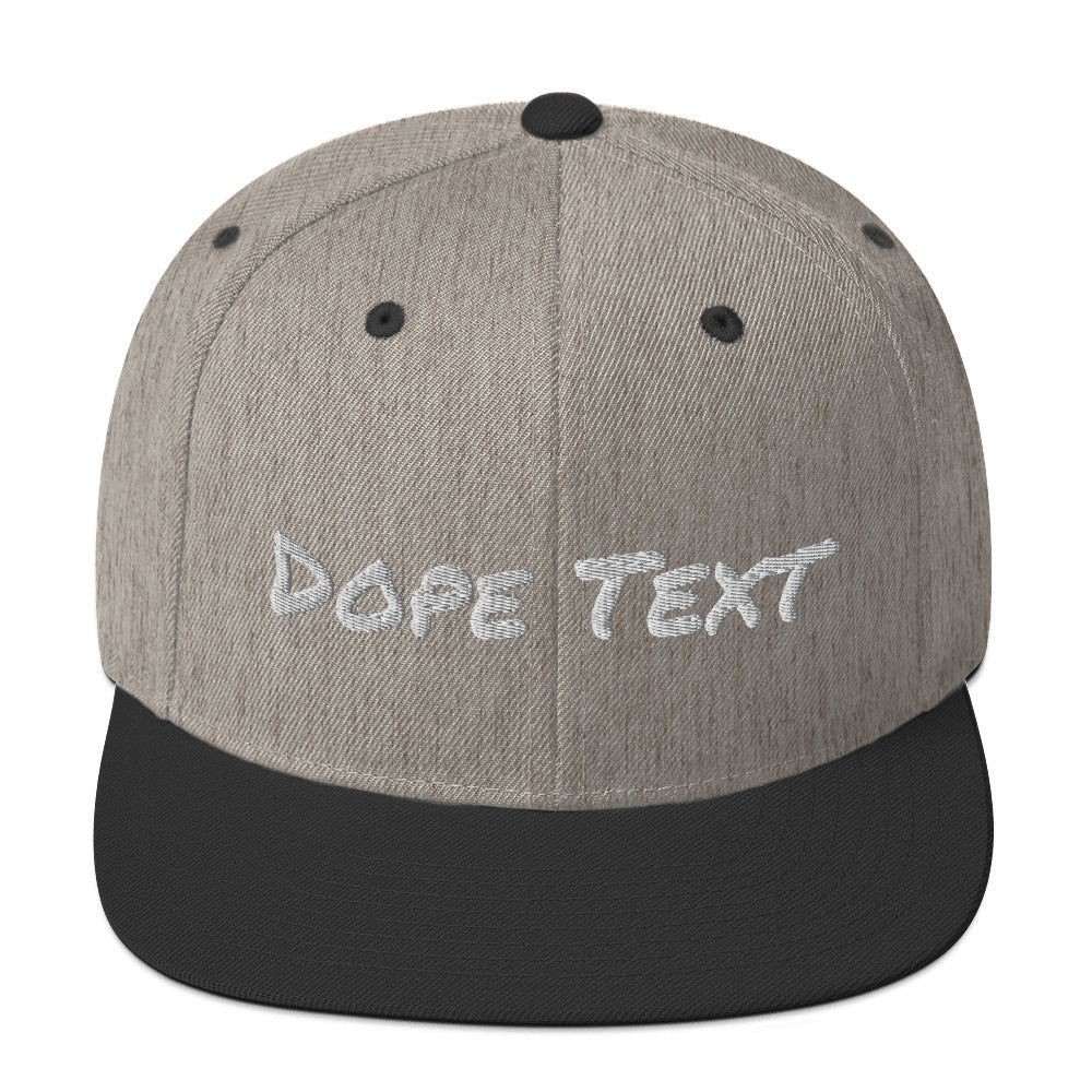 Custom embroidered text Snapback Cap - Free personalization customization Hat Cap-Heather/Black-Bootlg
