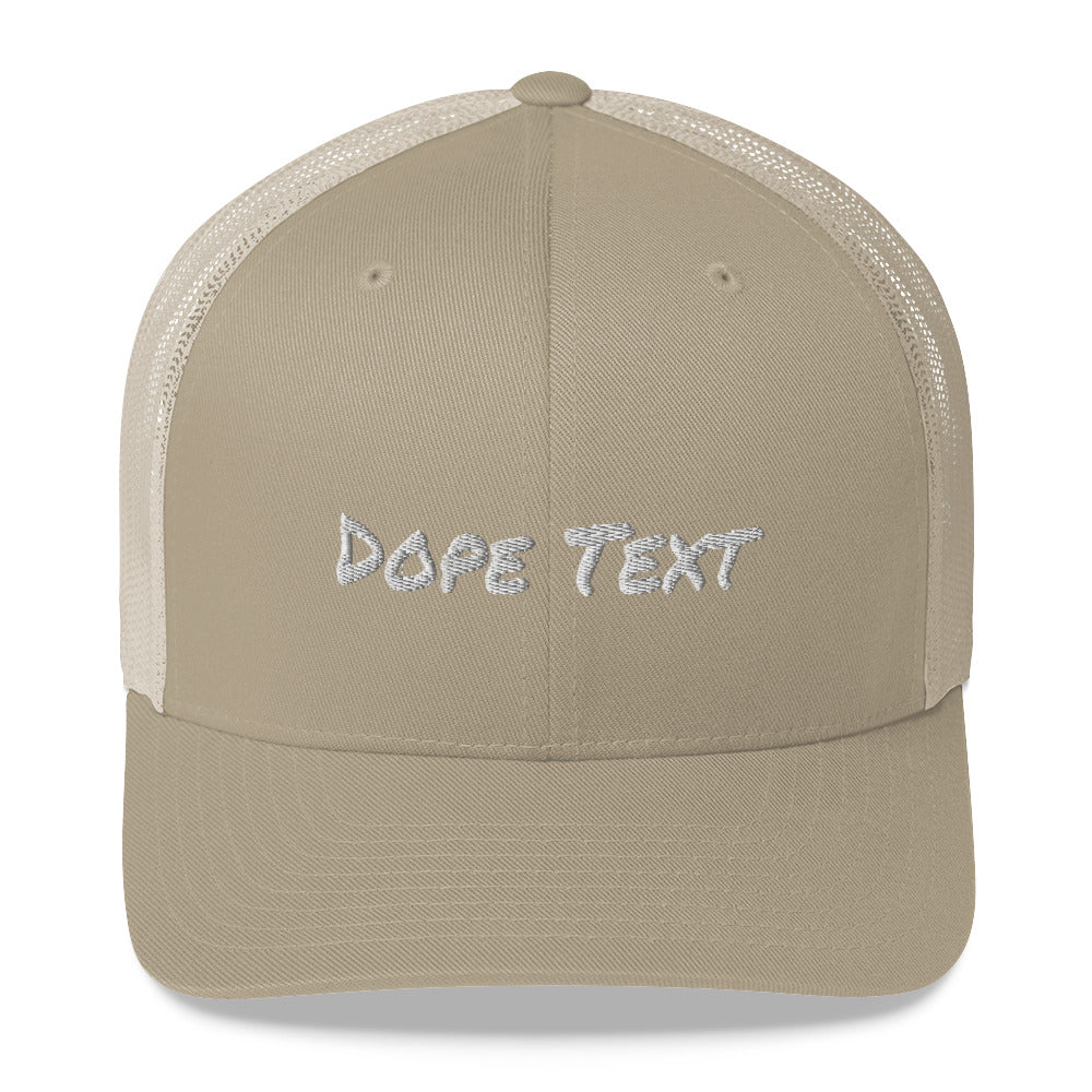 Custom embroidered text Trucker Cap - Free personalization customization Trucker Hat Cap-Khaki-Bootlg