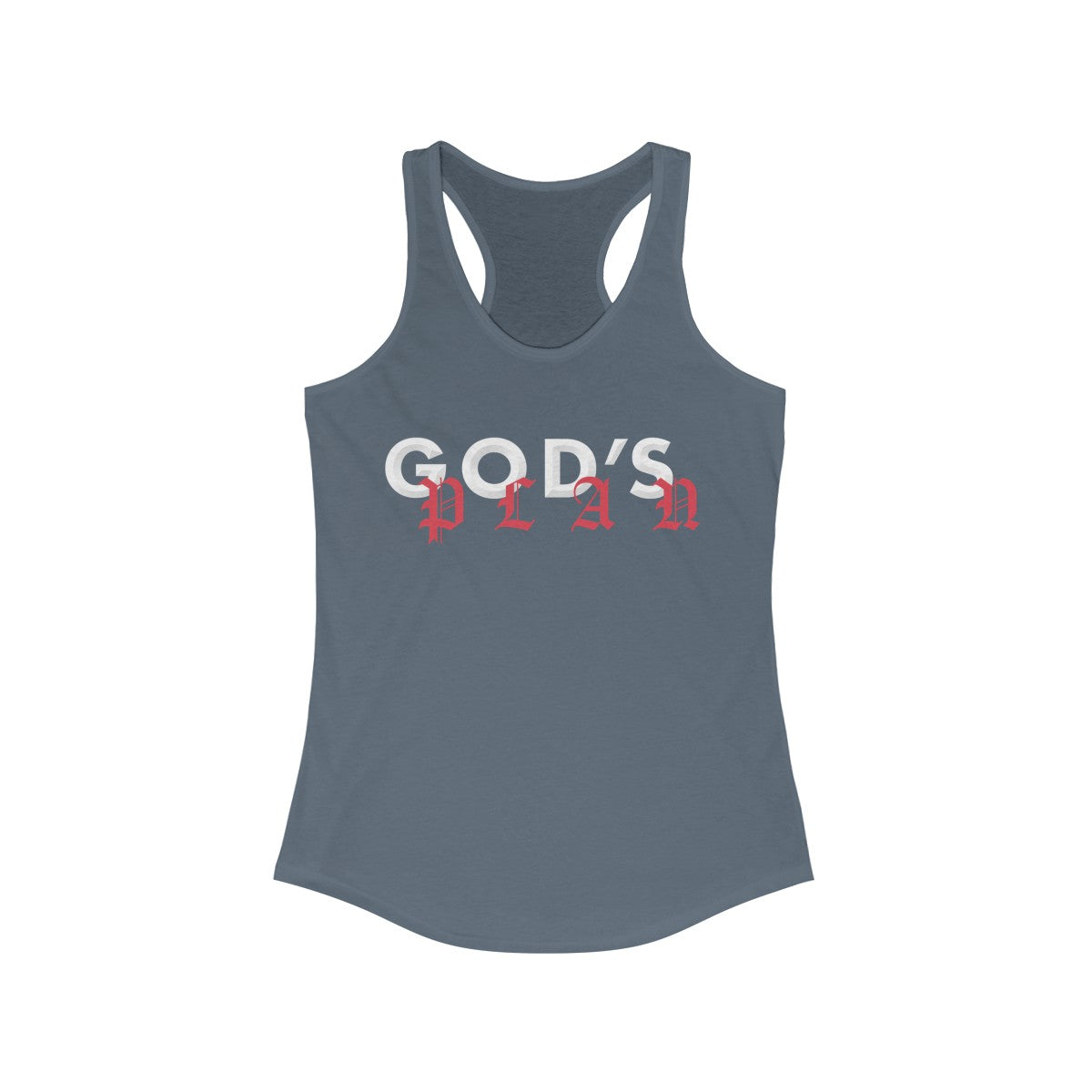Drake God's Plan Inspired Women's Ideal Racerback Tank-Solid Indigo-XS-Bootlg
