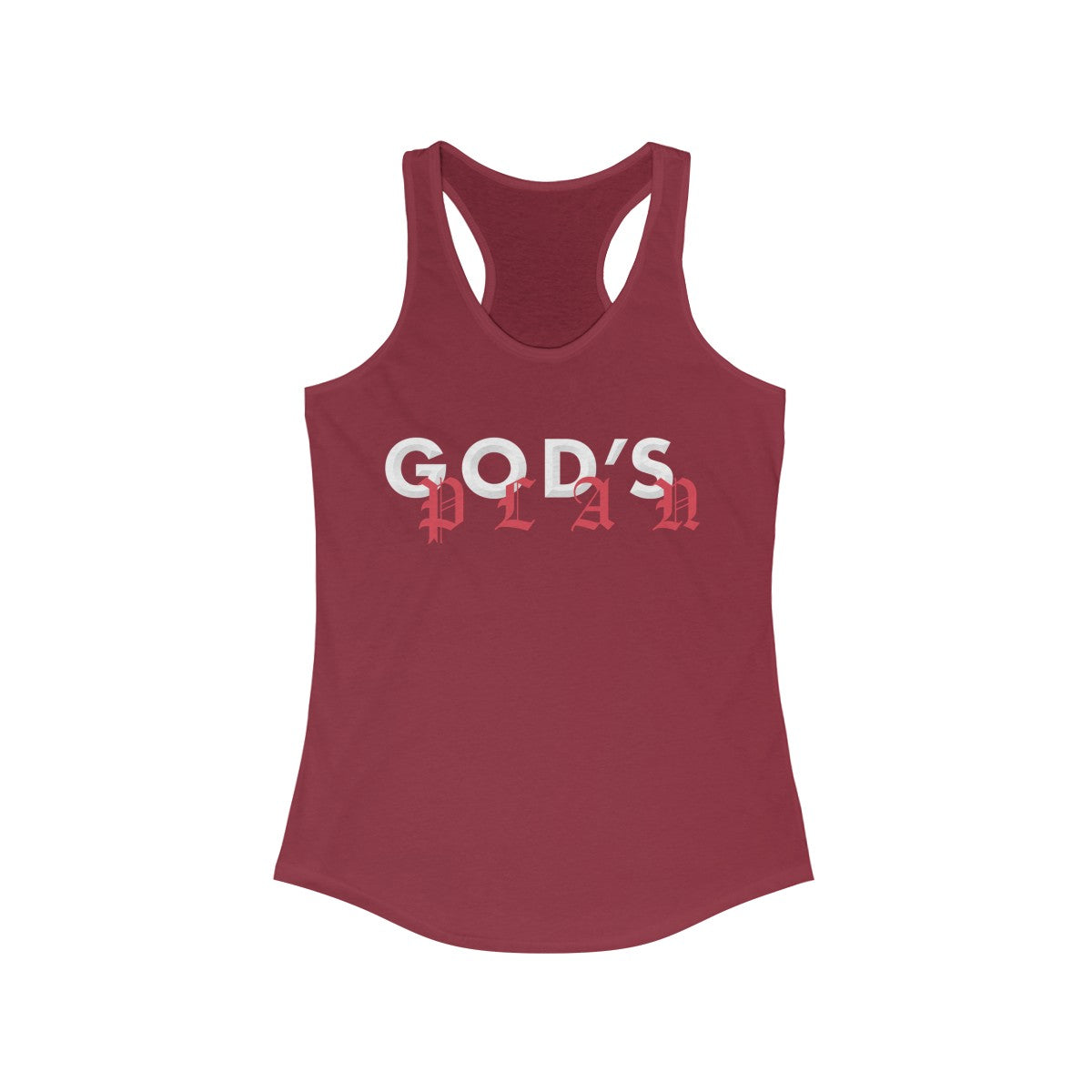 Drake God's Plan Inspired Women's Ideal Racerback Tank-Solid Scarlet-XS-Bootlg