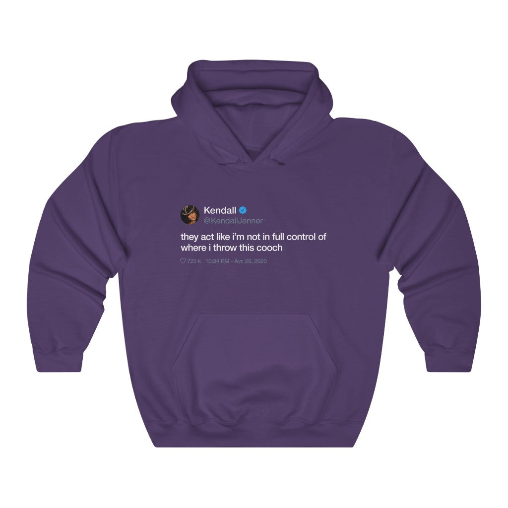 Kendall Jenner They act like i'm not in full control of where i throw this cooch Tweet Hoodie-S-Purple-Bootlg