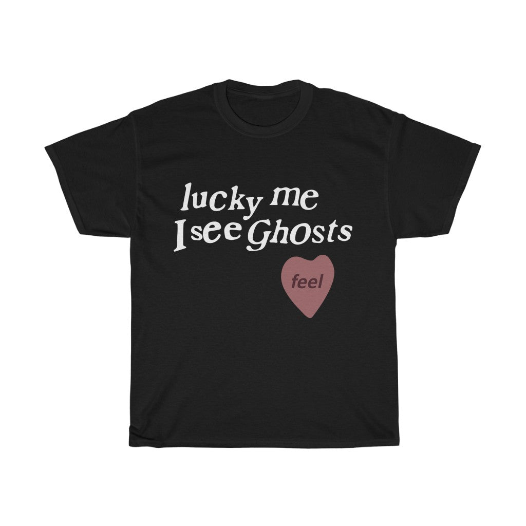 Kids See Ghosts T shirt, Lucky Me I See Ghosts - Kanye West / Kid Cudi Merch Inspired-Black-S-Bootlg