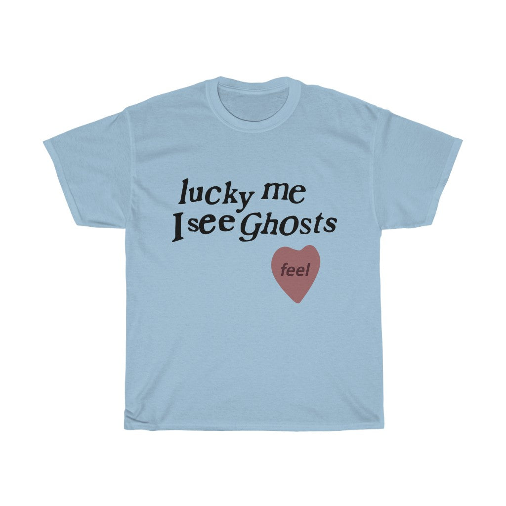 Kids See Ghosts T shirt, Lucky Me I See Ghosts - Kanye West / Kid Cudi Merch Inspired-Light Blue-S-Bootlg