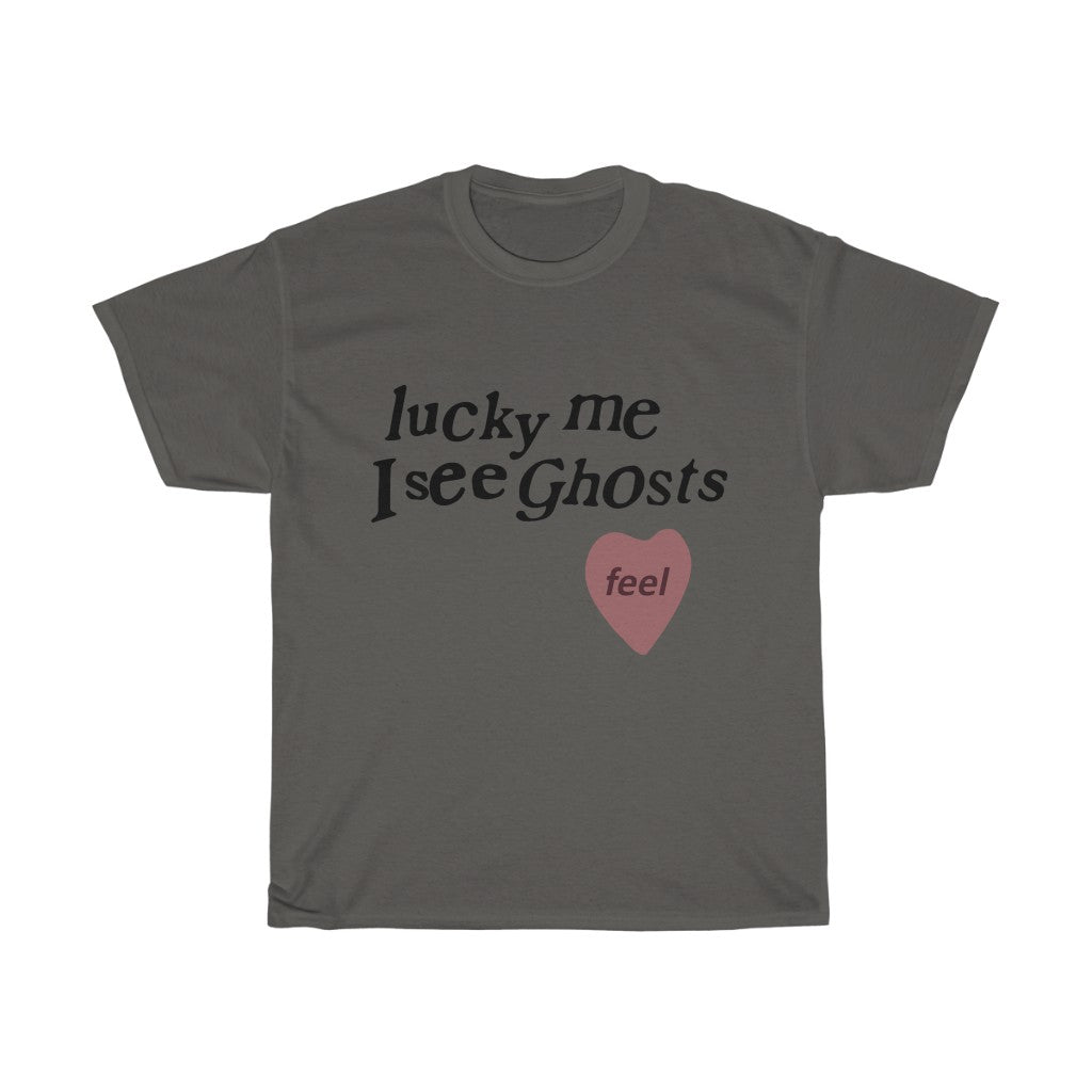 Kids See Ghosts T shirt, Lucky Me I See Ghosts - Kanye West / Kid Cudi Merch Inspired-Charcoal-L-Bootlg
