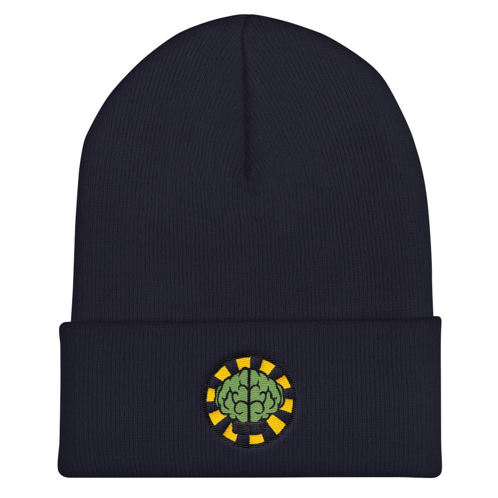 NERD Brain logo embroidery Cuffed Beanie. Pharrell Williams, Chad Hugo & Shay Haley N*E*R*D inspired-Navy-Bootlg