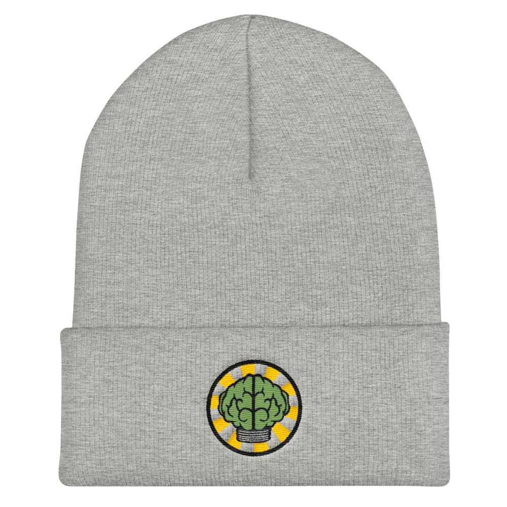 NERD Brain logo embroidery Cuffed Beanie. Pharrell Williams, Chad Hugo & Shay Haley N*E*R*D inspired-Heather Grey-Bootlg