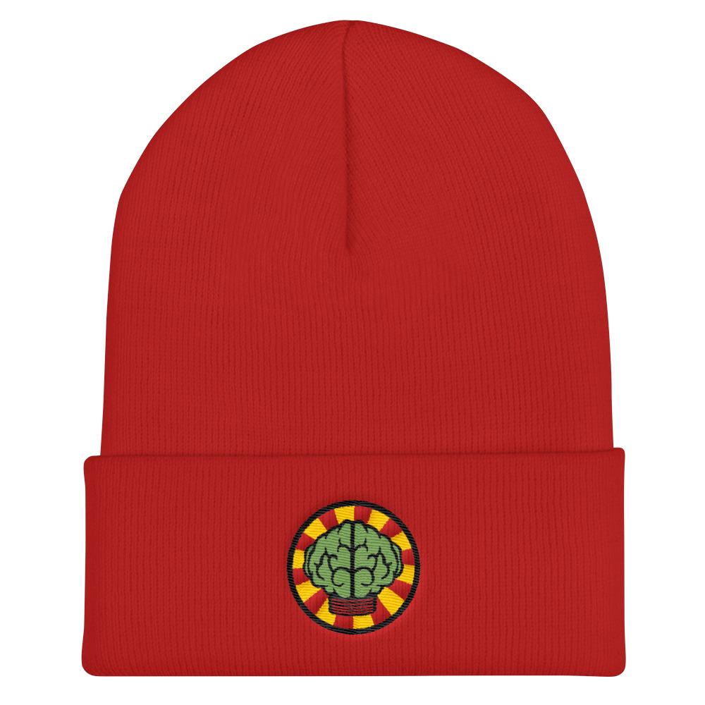 NERD Brain logo embroidery Cuffed Beanie. Pharrell Williams, Chad Hugo & Shay Haley N*E*R*D inspired-Red-Bootlg