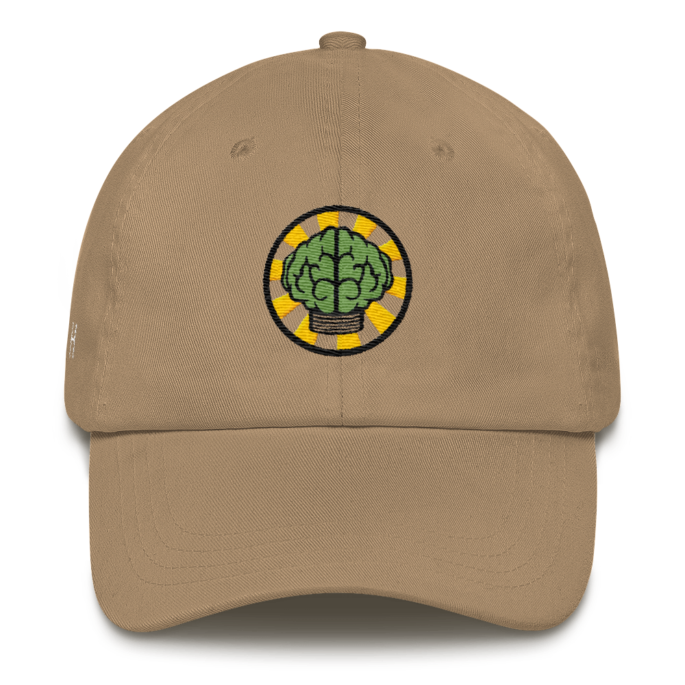 NERD Brain logo embroidery Dad cap snapback. Pharrell Williams, Chad Hugo & Shay Haley.-Khaki-Bootlg
