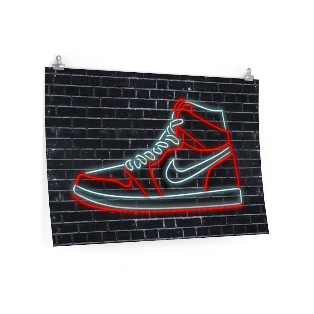 Nike Air Jordans Neon Sneakers Poster - Michael Jordan Wall Art Shoe Art with Nike Sneakers-36″ × 24″-CG Matt-Bootlg