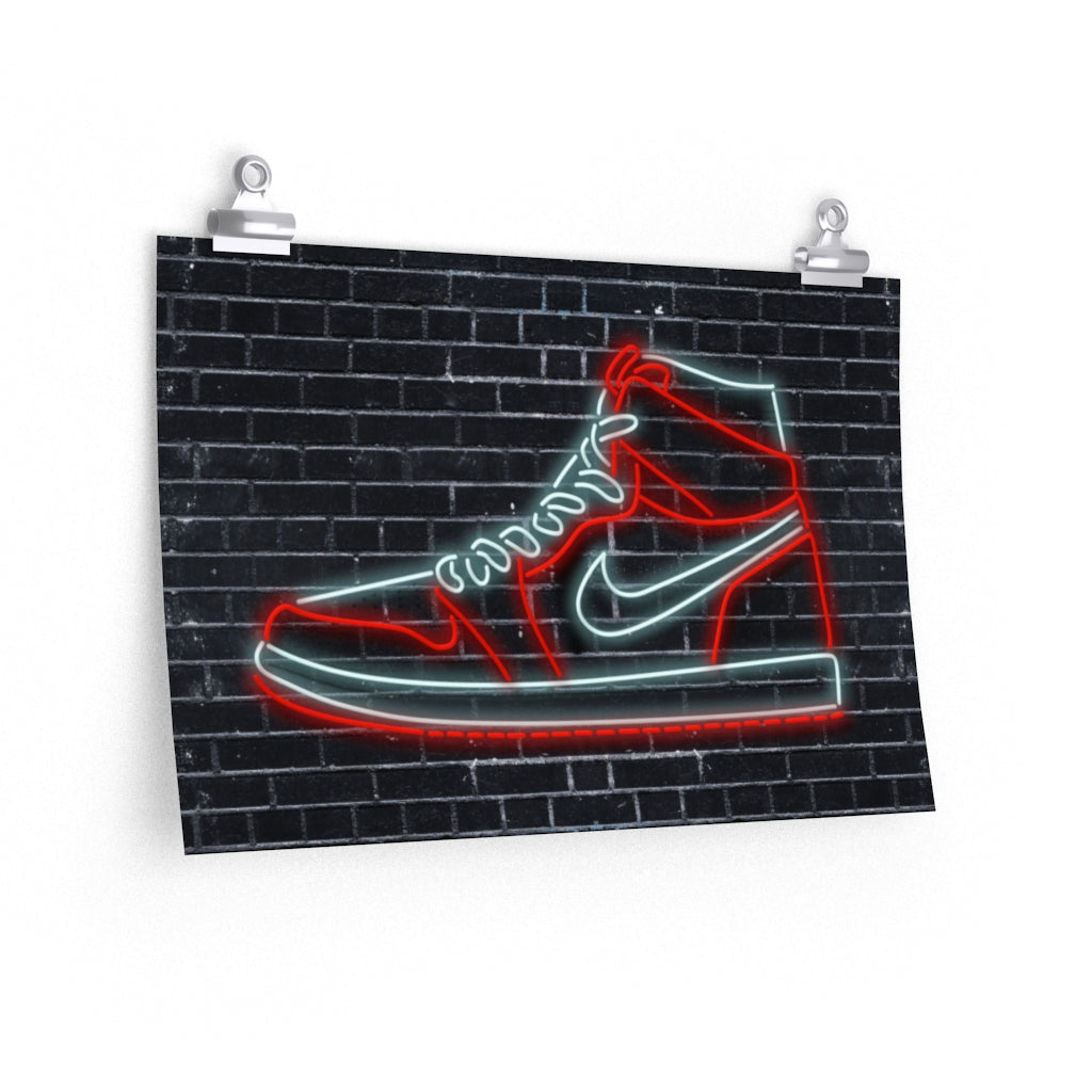 Nike Air Jordans Neon Sneakers Poster - Michael Jordan Wall Art Shoe Art with Nike Sneakers-18″ × 12″-CG Matt-Bootlg