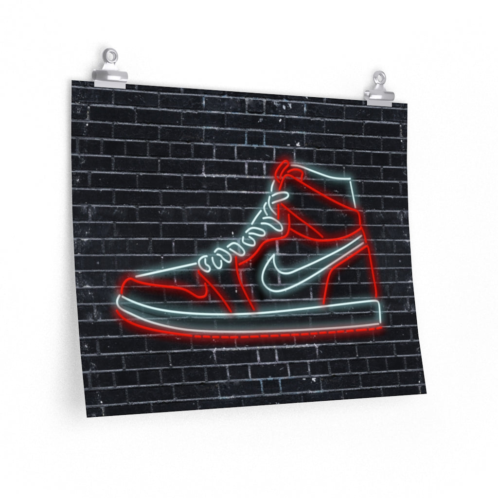 Nike Air Jordans Neon Sneakers Poster - Michael Jordan Wall Art Shoe Art with Nike Sneakers-20″ × 16″-CG Matt-Bootlg