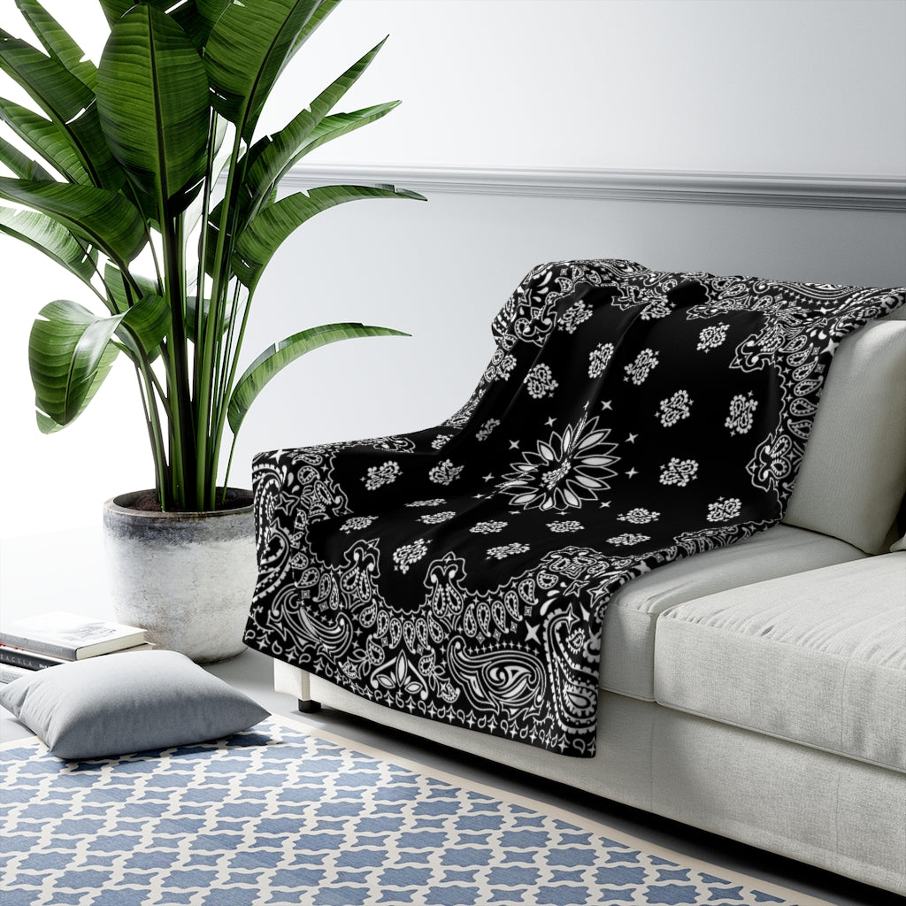OG Black Bandana Sherpa Fleece Blanket-Bootlg