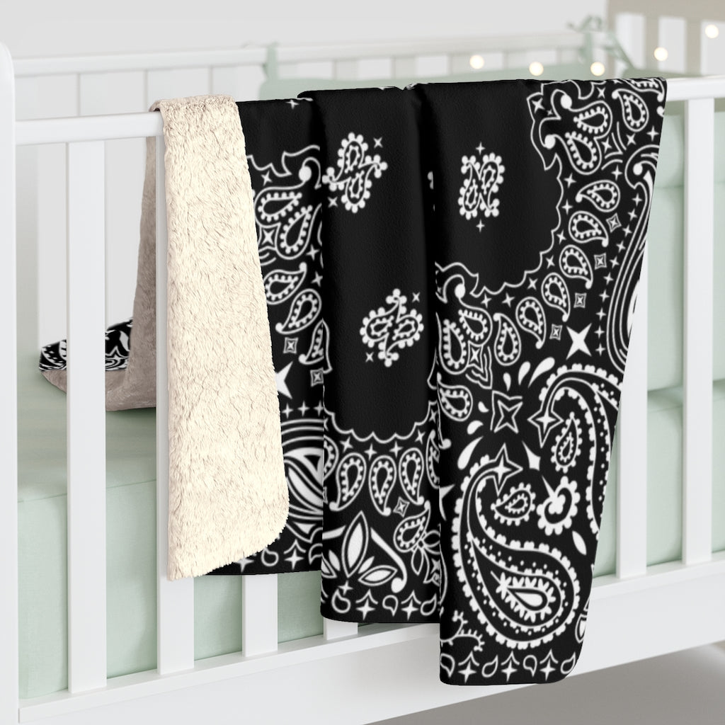 OG Black Bandana Sherpa Fleece Blanket-Bootlg