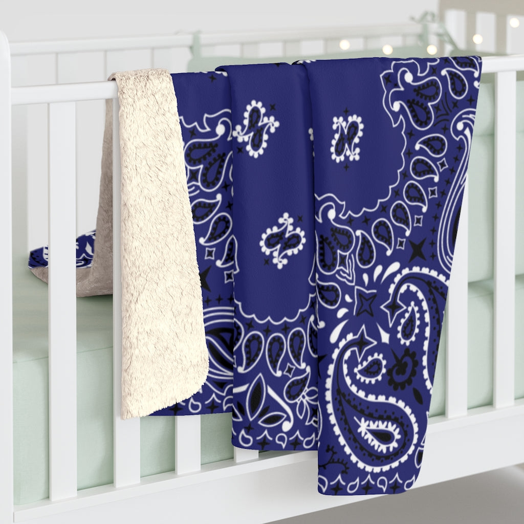 OG Blue Bandana Sherpa Fleece Blanket-Bootlg