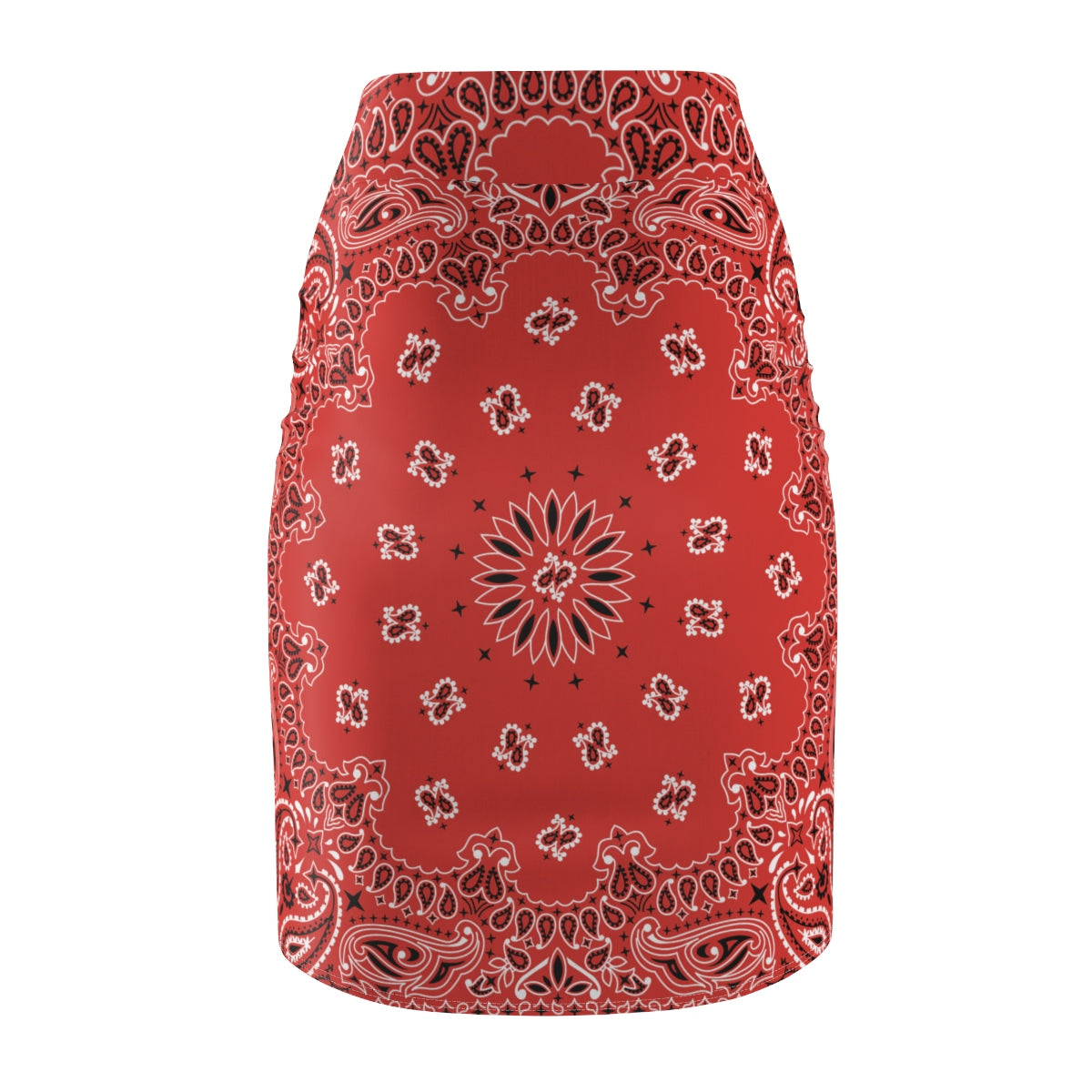 Red Bandana Women's Pencil Skirt-Bootlg