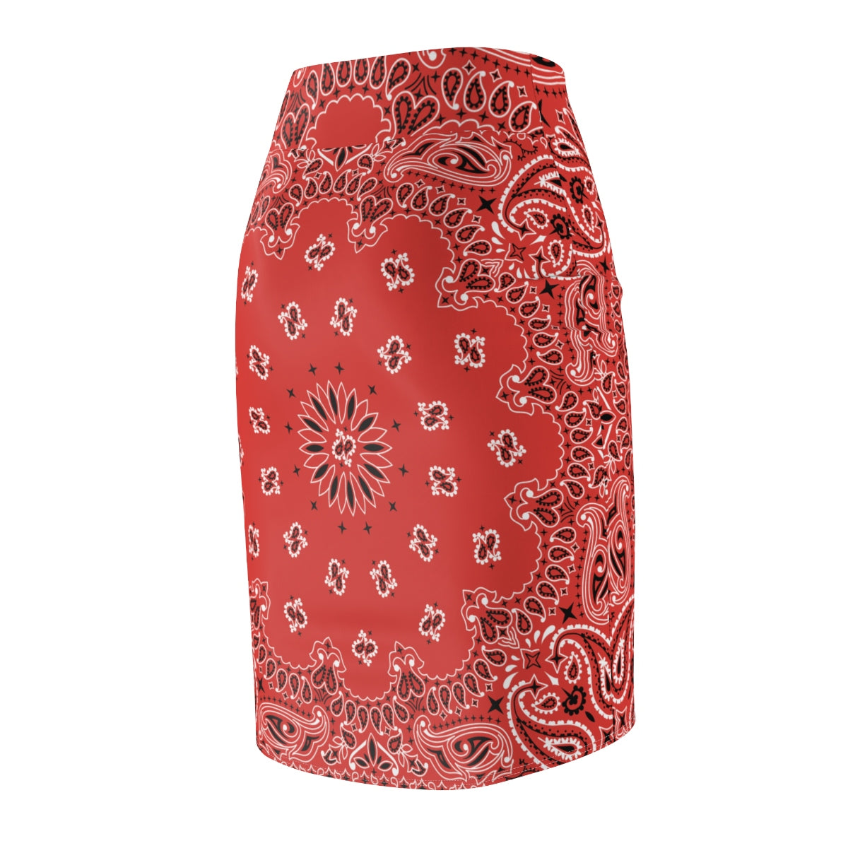 Red Bandana Women's Pencil Skirt-Bootlg