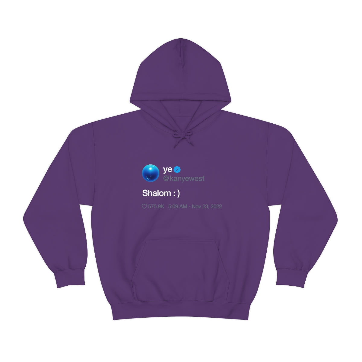 Shalom Kanye West Tweet Inspired Hoodie-Purple-S-Bootlg