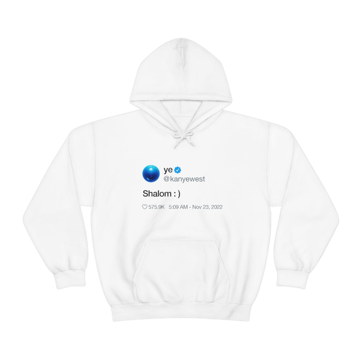 Shalom Kanye West Tweet Inspired Hoodie-White-S-Bootlg
