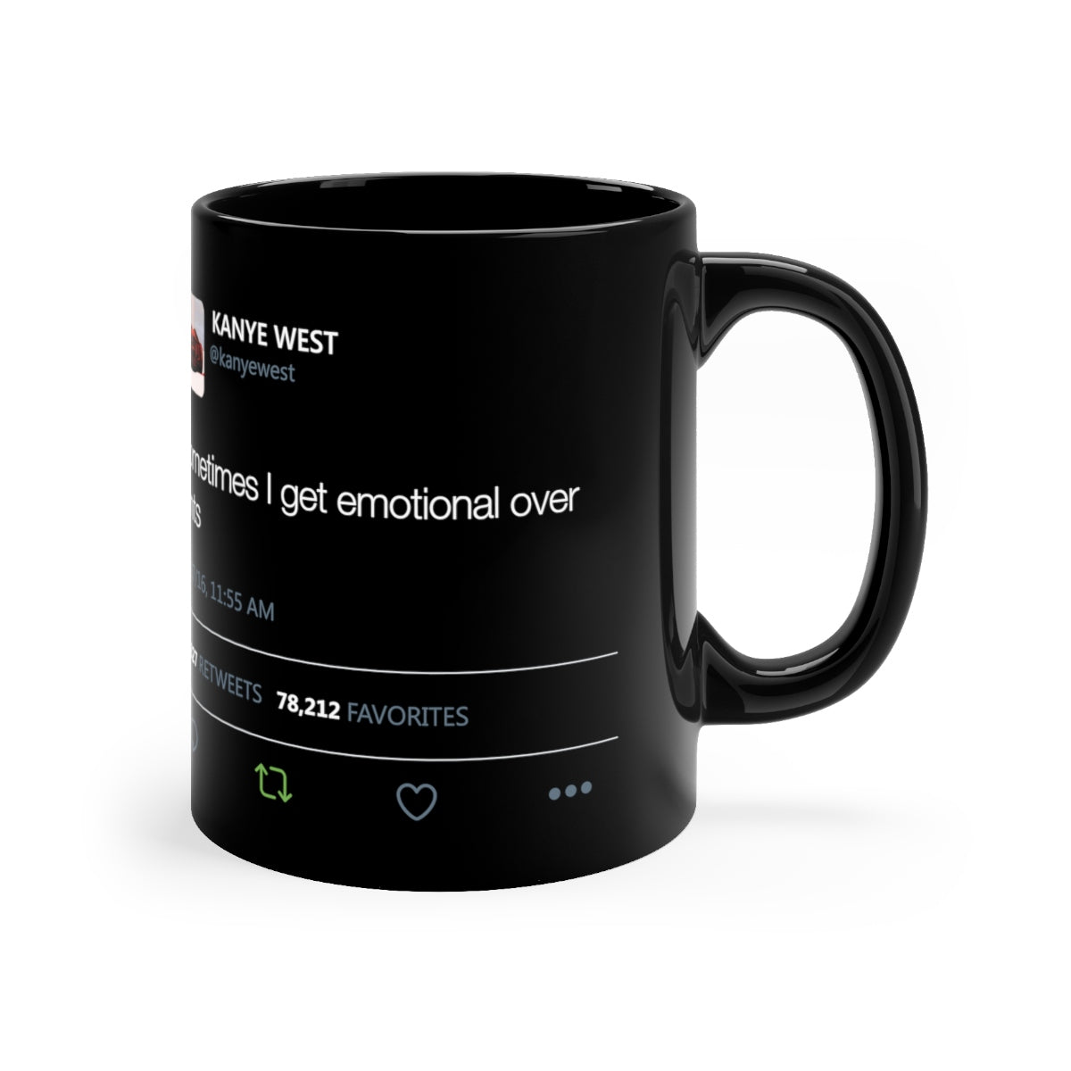 Sometimes I get emotional over fonts Kanye West Tweet Black Mug-Bootlg