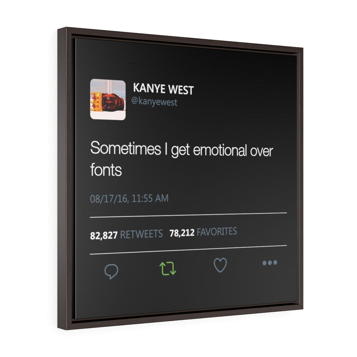 Sometimes I get emotional over fonts - Square Framed Premium Gallery Wrap Canvas-24″ × 24″-Walnut-Premium Gallery Wraps (1.25″)-Bootlg