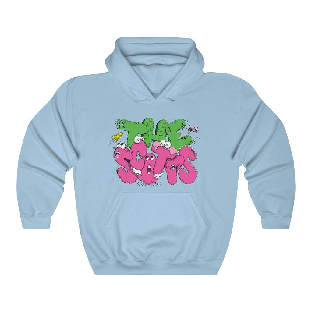 The Scotts Graffiti Kid Cudi Hoodie Merch Inspired Unisex Hooded Sweatshirt-Light Blue-S-Bootlg