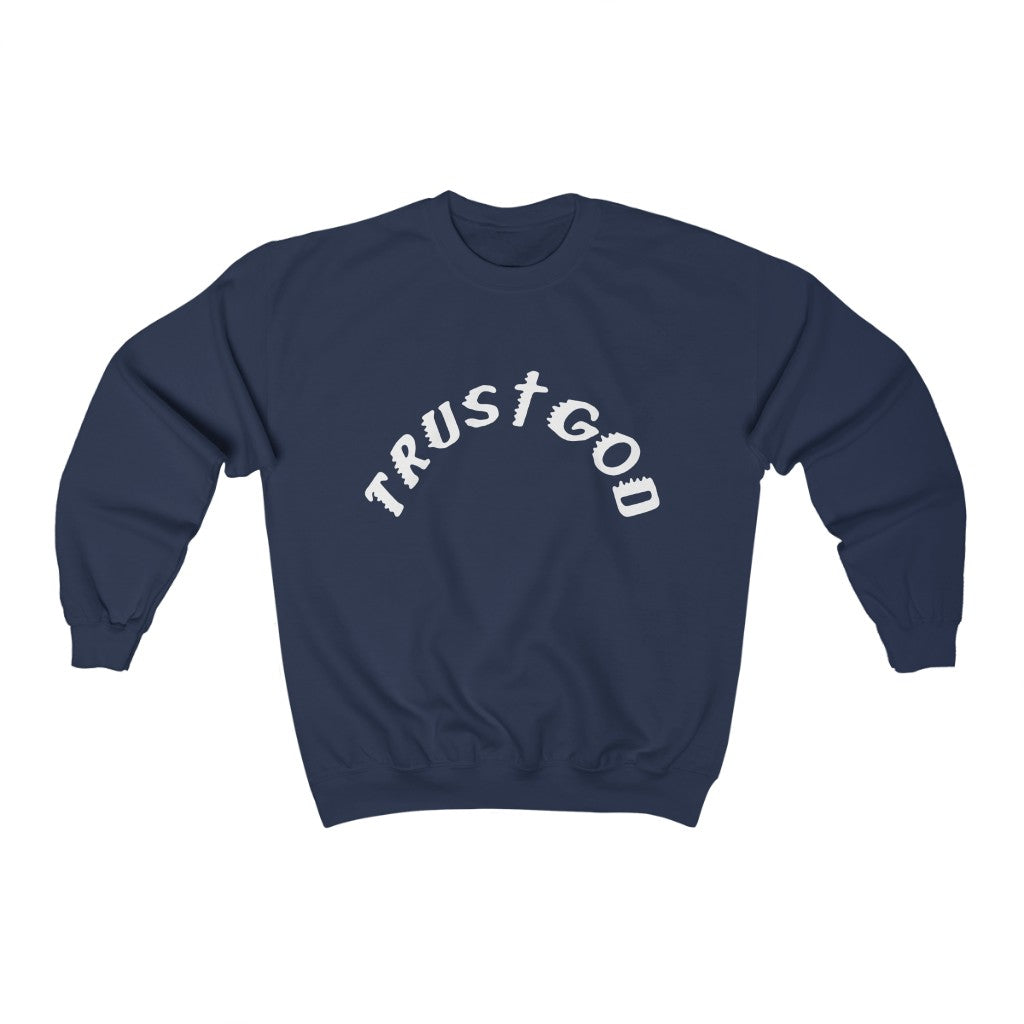 Trust God Sunday Service at the Mountain Unisex Heavy Sweatshirt-Navy-S-Bootlg