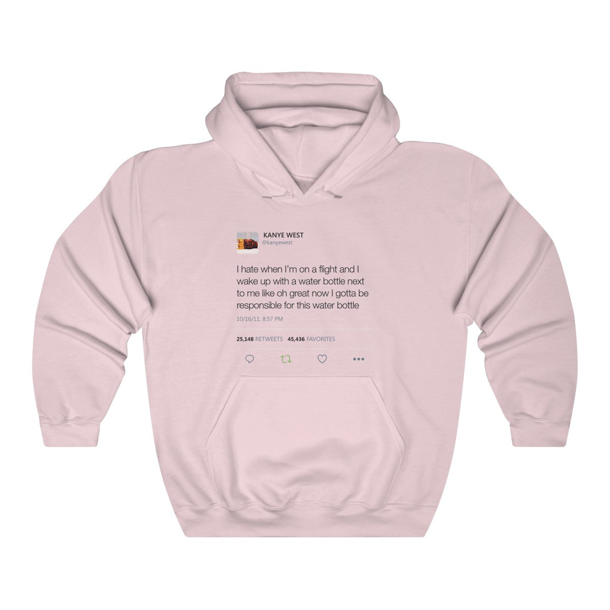 Water bottle tweet Kanye West Hoodie-Light Pink-S-Bootlg