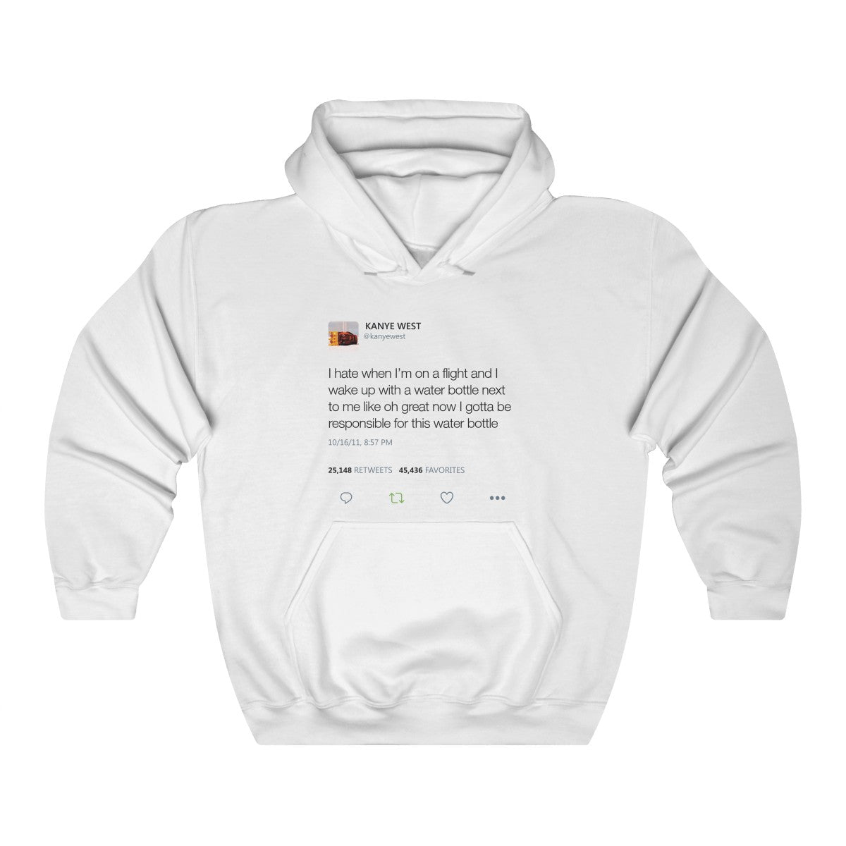 Water bottle tweet Kanye West Hoodie-White-L-Bootlg