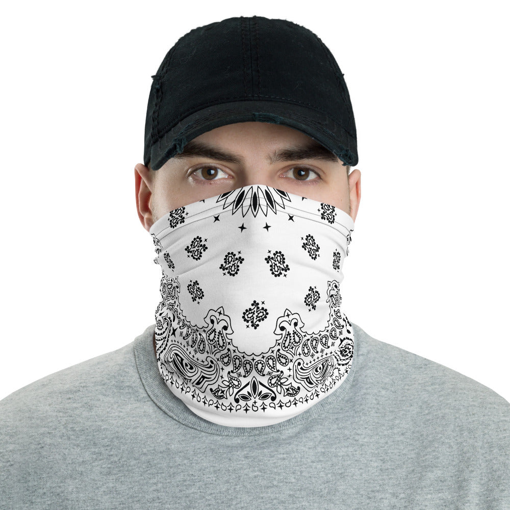 White Bandana Neck gaiter Snood-Bootlg