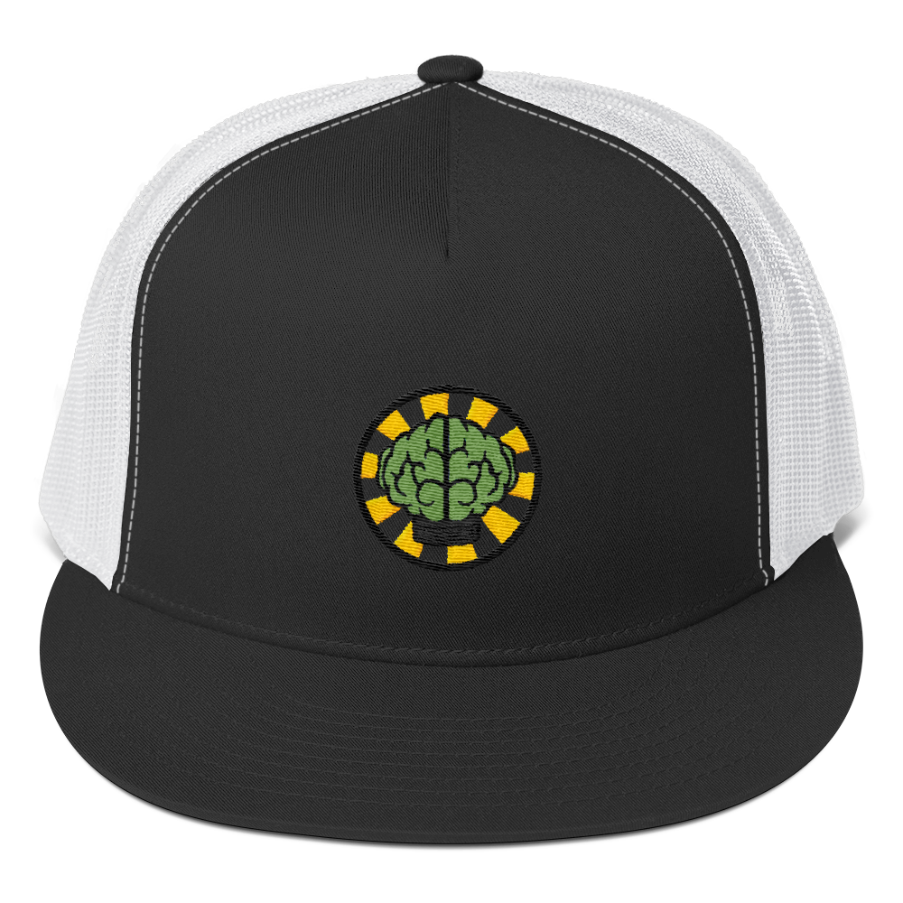 HypeMonsterz NERD Trucker Cap Inspired - Brain logo No one ever really dies-Black/ White-Bootlg