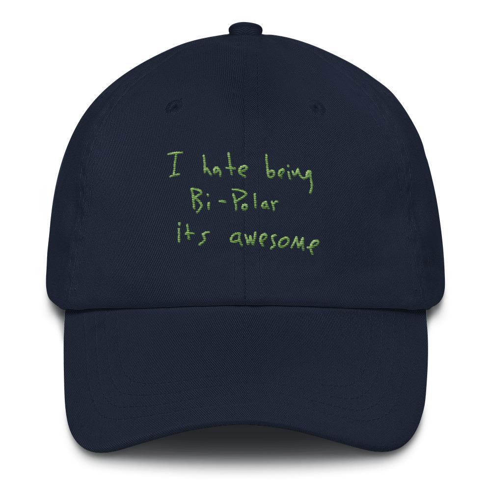 I Hate Being Bi-Polar It's Awesome Kanye West inspired Embroidery Dad Hat / Cap-Navy-Bootlg