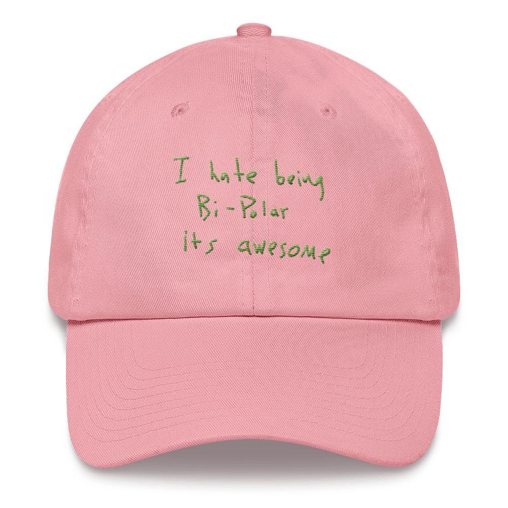 I Hate Being Bi-Polar It's Awesome Kanye West inspired Embroidery Dad Hat / Cap-Pink-Bootlg