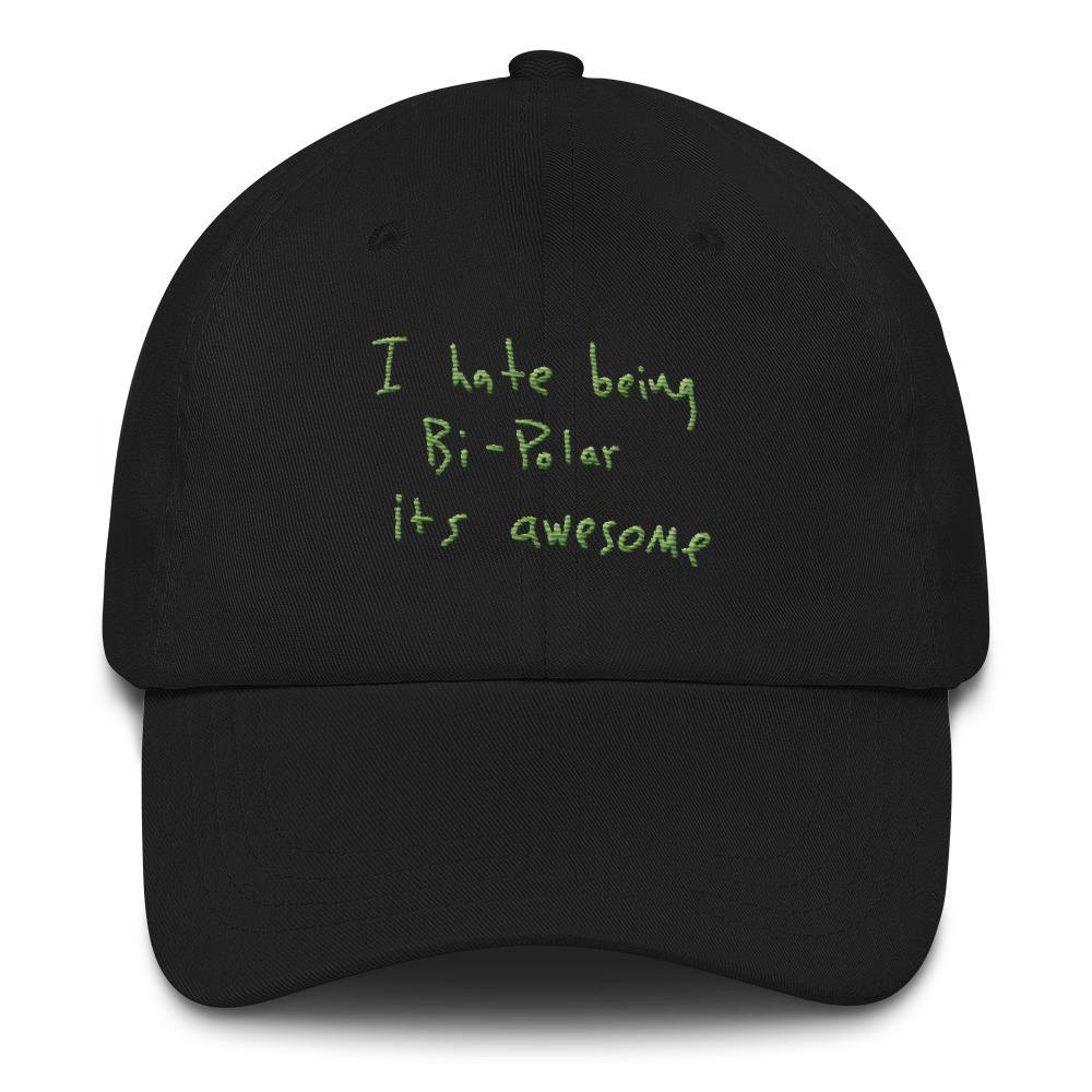 I Hate Being Bi-Polar It's Awesome Kanye West inspired Embroidery Dad Hat / Cap-Black-Bootlg