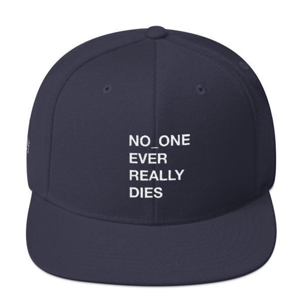 NERD NO_ONE Ever Really Dies logo embroidery Snapback Cap-Navy-Bootlg