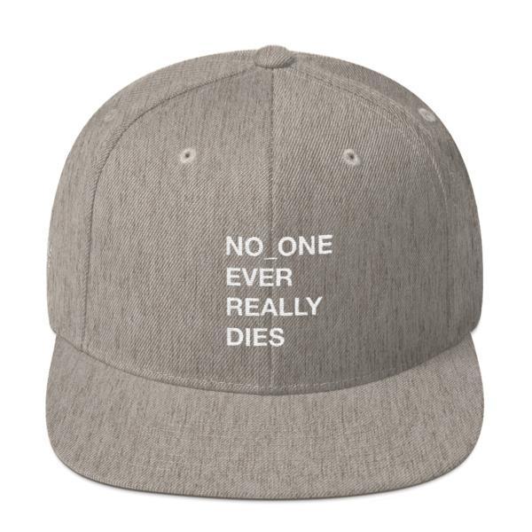 NERD NO_ONE Ever Really Dies logo embroidery Snapback Cap-Heather Grey-Bootlg