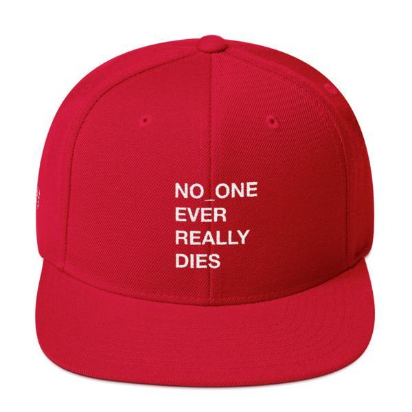 NERD NO_ONE Ever Really Dies logo embroidery Snapback Cap-Red-Bootlg