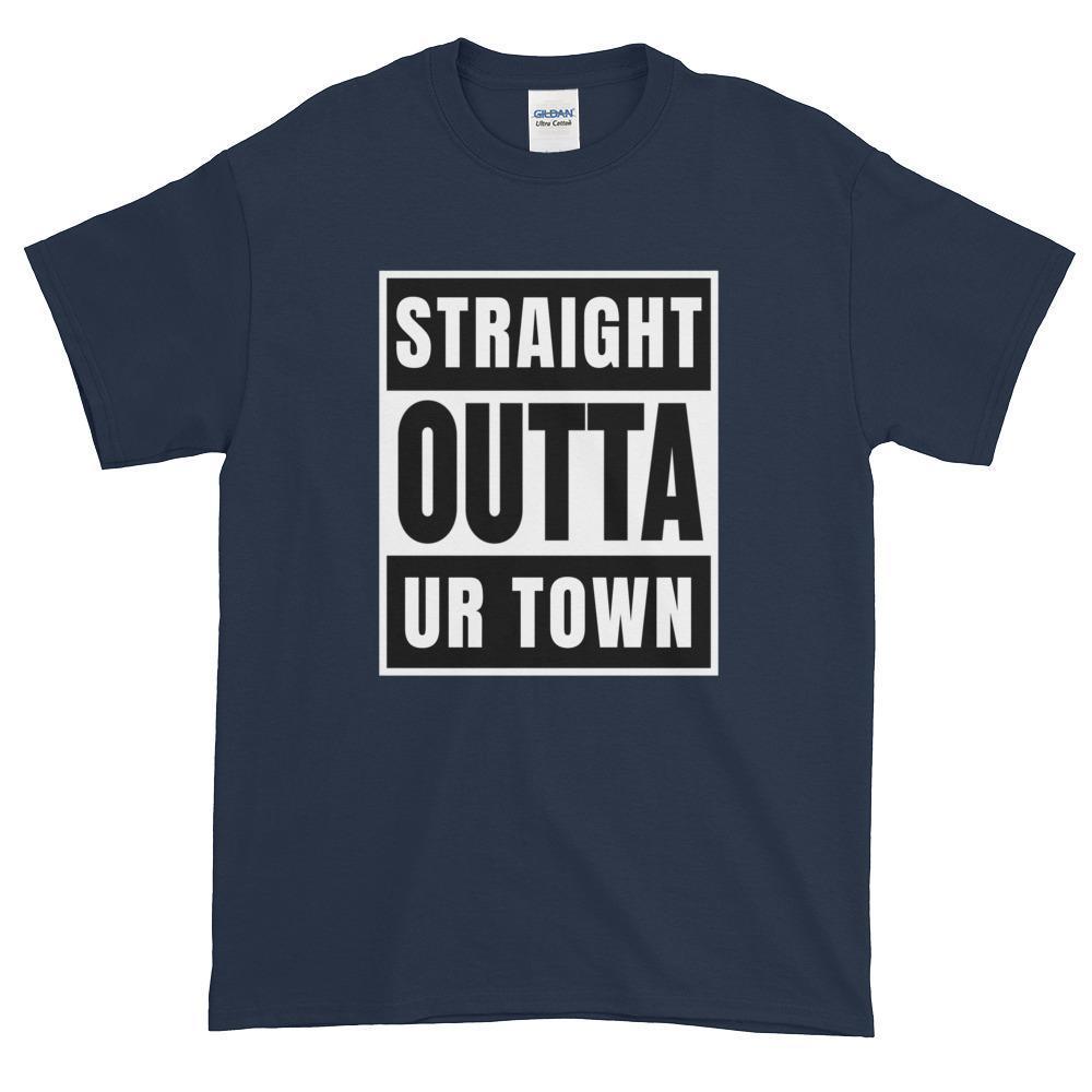 Personalized Straight outta Compton or Your Town Short-Sleeve T-Shirt-Navy-S-Bootlg