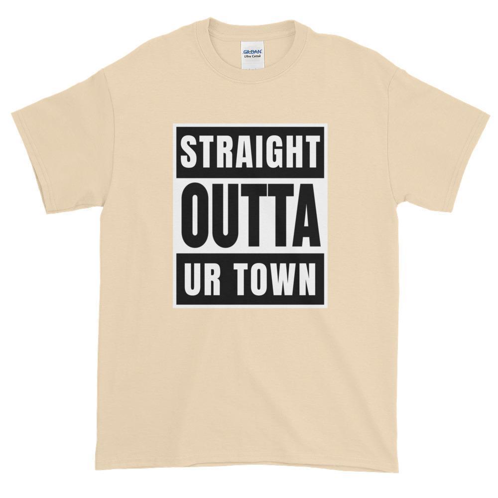 Personalized Straight outta Compton or Your Town Short-Sleeve T-Shirt-Natural-S-Bootlg