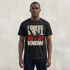 Never Know Kanye West Tee, Gildan 5000, printed front worn by a dark-skinned model, original regular cut sized up, Gelato Magic Mockups