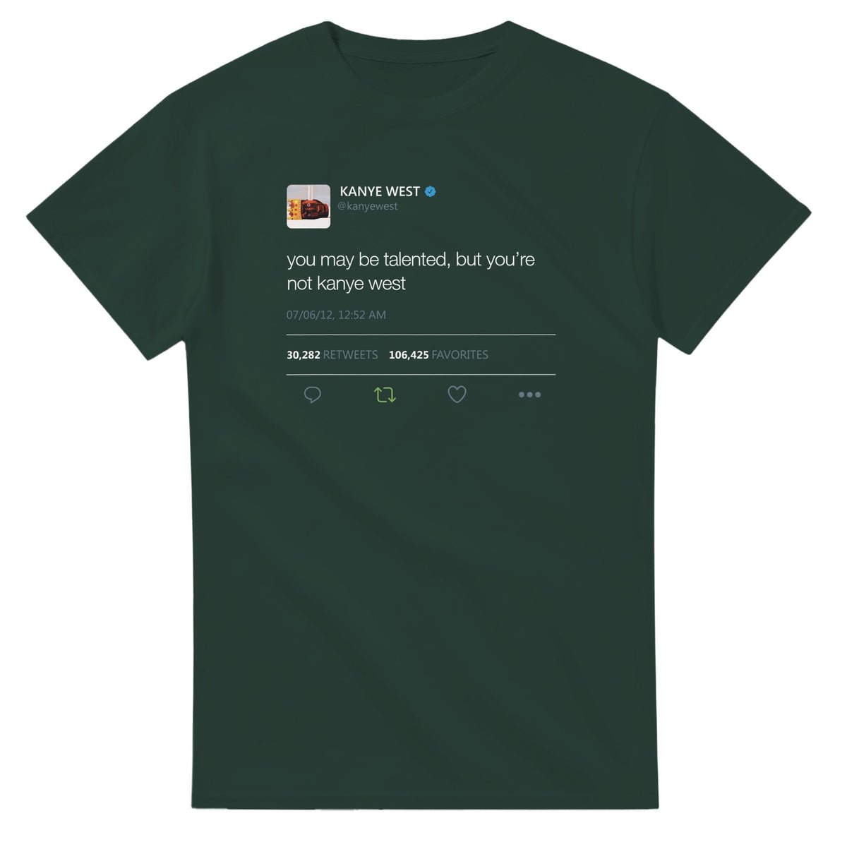 You May Be Talented Kanye West Tweet T-Shirt-Forest Green-S-Bootlg