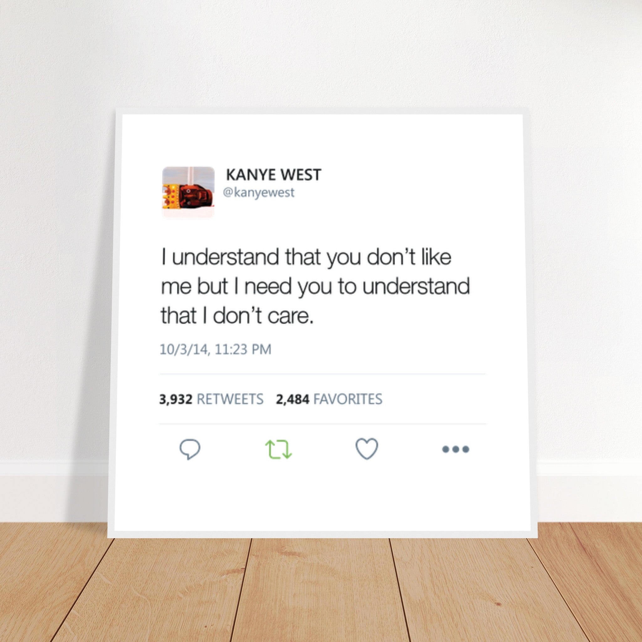 Kanye West Tweet Framed Poster-30x30 cm / 12x12″-White frame-Bootlg