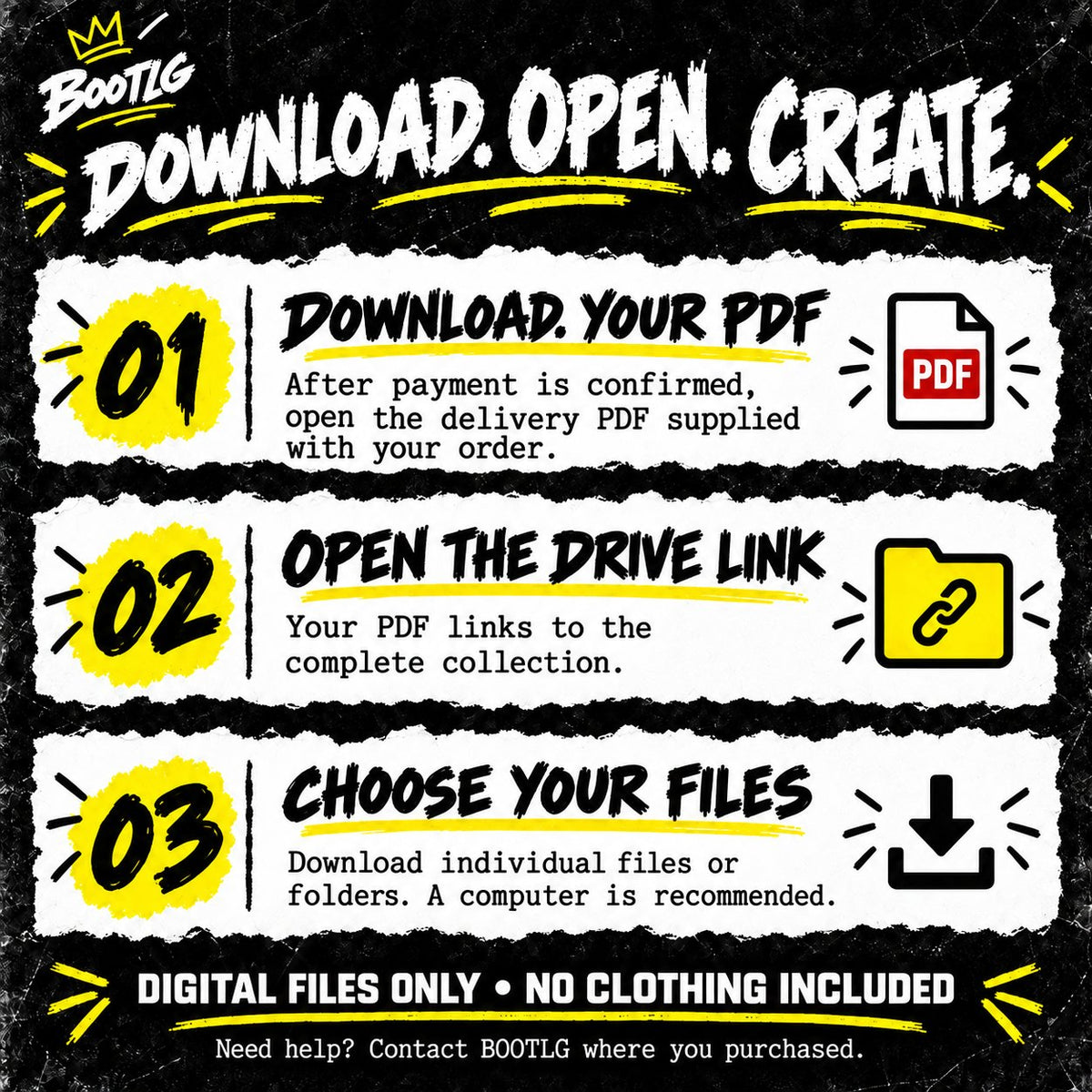 How to access the digital files using the delivery PDF