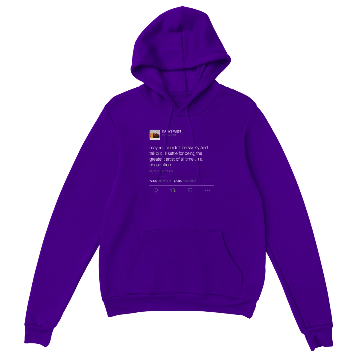 Maybe I Couldn't Be Skinny and Tall Kanye West Tweet Hoodie-Purple-S-Bootlg